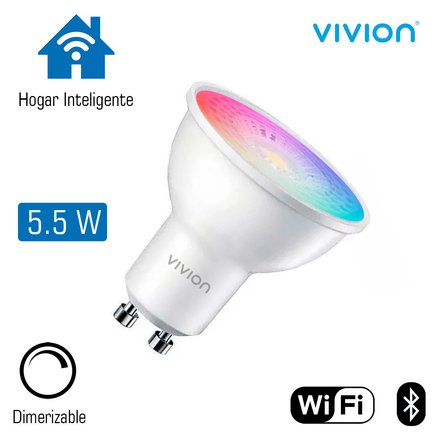 Imagen de LÁMPARA LED Dicroica GU10 5.5w Smart Wi-fi Dimerizable + RGB vivion