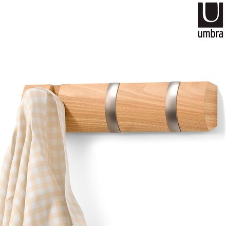 Imagen de PERCHERO Flip 3 Ganchos Natural UMBRA 30x6cm / 3cm prof