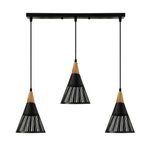 Imagen de COLGANTE 3 Luces Fargo Negro/Haya 50cm*5cm/2cm H - Copa Ø 18cm