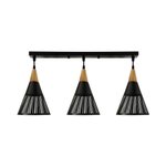 Imagen de COLGANTE 3 Luces Fargo Negro/Haya 50cm*5cm/2cm H - Copa Ø 18cm