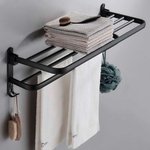 Imagen de TOALLERO Repisa Hotel Plegable Aluminio Negro 59.5x17.5x21cm Prof.