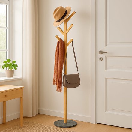 Imagen de PERCHERO de Pie Bambú con base Granito 190cm H