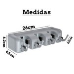Imagen de Soporte p/Escobas x 3 Plastico Gris 26x6cm / 9cm prof.