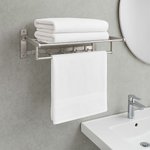 Imagen de TOALLERO Repisa Hotel Plegable Aluminio Natural 56x14x21cm Prof.