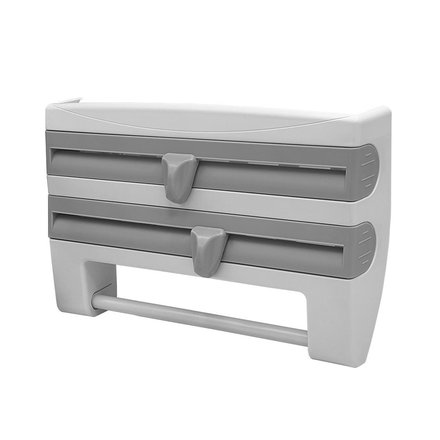 Imagen de SOPORTE Porta Rollo Triple de Cocina c/Corte Plástico Ancho 38cm / Alto 25cm / Prof. 7.5cm