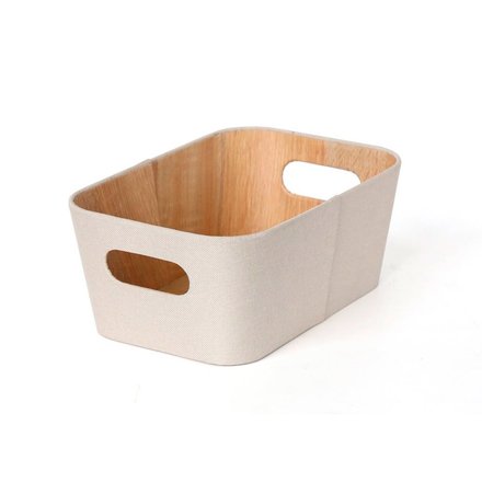 Imagen de ORGANIZADOR c/Asas Madera/Tela Crema 26x18x11cm h