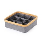 Imagen de ORGANIZADOR Plegable 9 Div. Borde Madera Tela Gris 30x30x9cm h