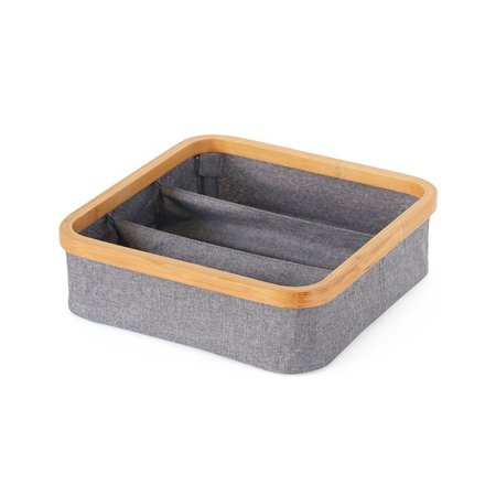 Imagen de ORGANIZADOR Plegable 3 Div. Borde Madera Tela Gris 30x30x9cm h