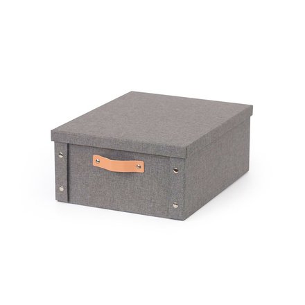 Imagen de CAJA Organizadora c/Asas y Tapa Tela Gris 33x40x17cm h