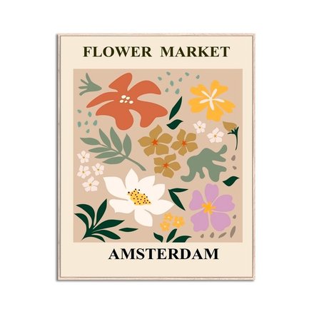 Imagen de CUADRO 40x50cm Marco FLOWER MARKET AMSTERDAM