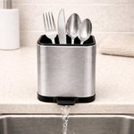 Imagen de PORTA Cubiertero Acero Inox. c/Pico Evacuador 10x10x12cm H