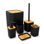 Imagen de SET de Baño 6 Piezas Negro-Bambu