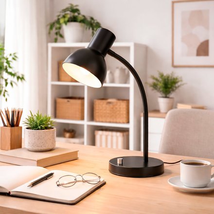 Imagen de Lámpara de Escritorio Flexible 1 Luz E27 Negra