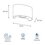 Imagen de Aplique LED Bidireccional 2w Cálido Yoko Negro 8x3.5x6.5cm H