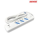 Imagen de ALARGUE 3 Tomas Schucko + USB + Tipo C  c/llave Encendido y Apagado 3mts Blanco Dense