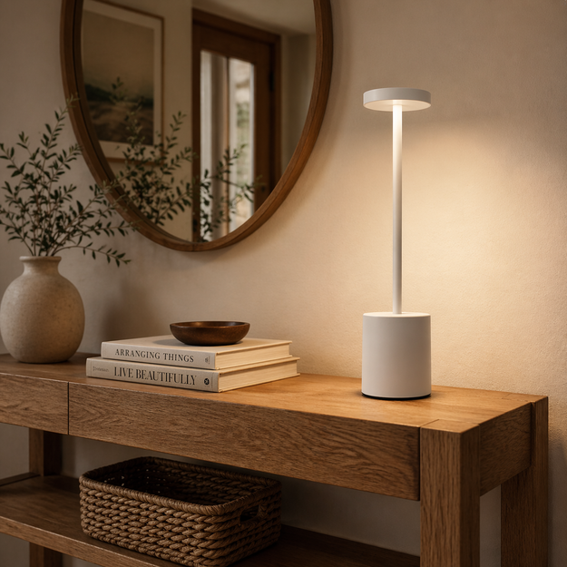 Imagen de Lampara de Mesa LED Blanca Luz Variable y Dimerizable Ø8x34cm H