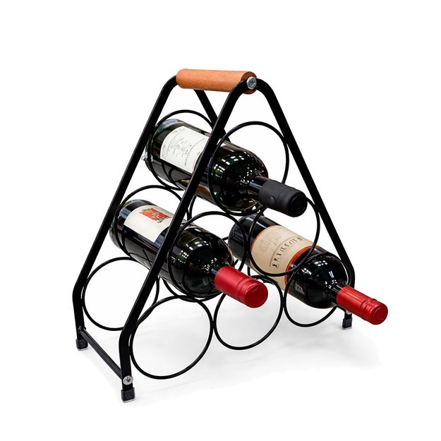 Imagen de Portavinos para 6 Botellas Hierro y Madera Nat. 30x13x31cm H