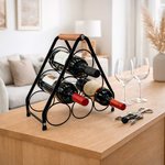 Imagen de Portavinos para 6 Botellas Hierro y Madera Nat. 30x13x31cm H