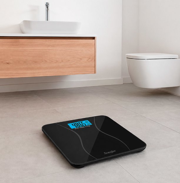 Imagen de BALANZA de Baño Vidrio Negro 30x30cm