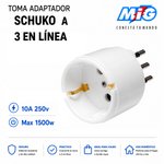 Imagen de TOMA Adaptador Schucko a 3 en linea Blanco MIG