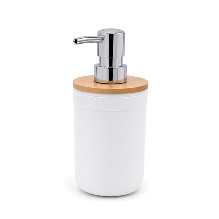 Imagen de DISPENSADOR Blanco c/Tapa Bambu 7.5Øx17cm