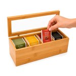 Imagen de Caja Rectangular para Té 4 Div Bambú 26.5*9*9cm H