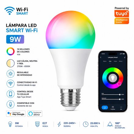 Imagen de LAMPARA LED Bulbo 9w E27 Smart Wi-fi RGB