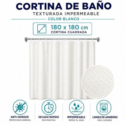 Imagen de Cortina 180x180 Blanca Teflon Punto Diam.