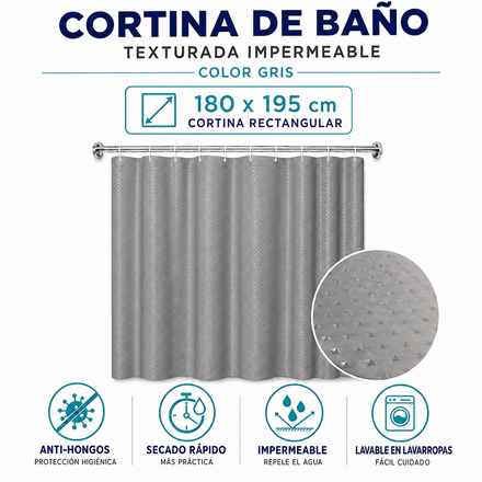 Imagen de Cortina 180x195 Gris Punto Diam.