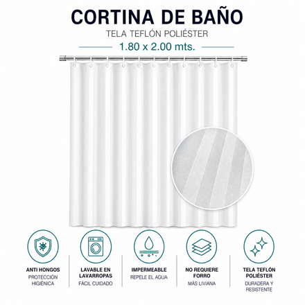 Imagen de CORTINA Rayas Blanca 180x200cm
