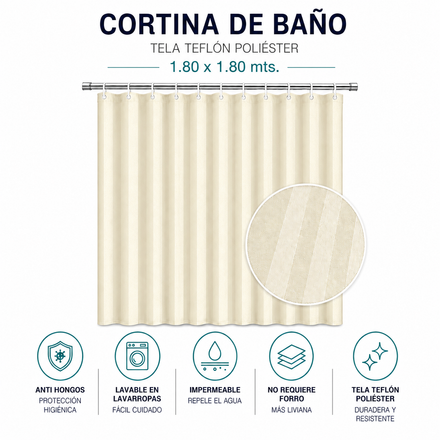 Imagen de CORTINA Rayas Beige 180x180cm