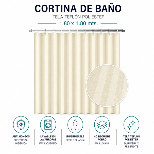 Imagen de CORTINA Rayas Beige 180x180cm