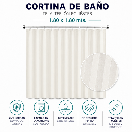 Imagen de CORTINA Rayas Blanca 180x180cm