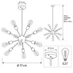 Imagen de COLGANTE Sputnik 12 Luces E27 Negro 77cm Ø / 80cm h / 120cm h