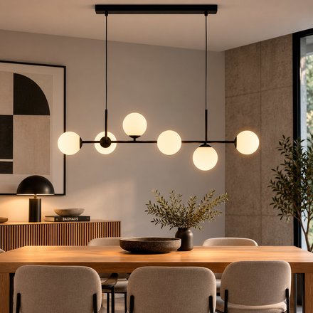Imagen de Colgante 6 Luces E27 Chaos Negro 110cm