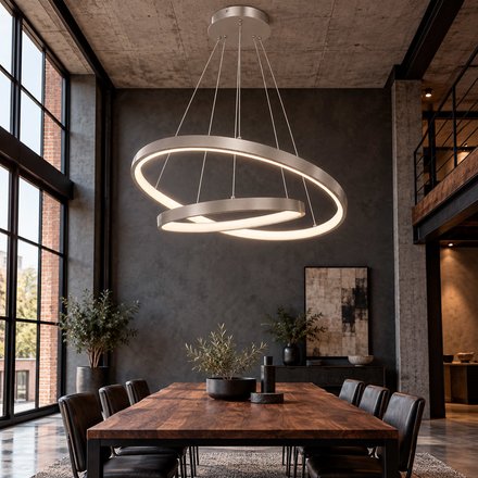Imagen de Colgante LED Serena Duo 50W Cálido Nickel Ø60/Ø40 100cm h
