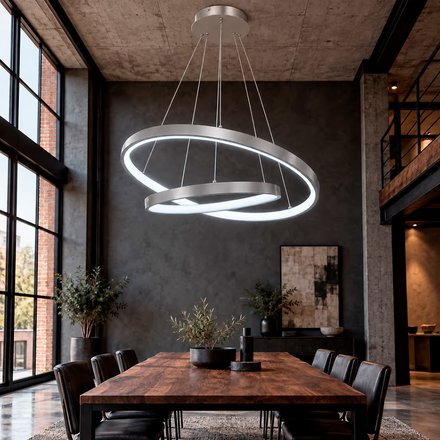 Imagen de Colgante LED Serena Duo 50W Frio Nickel Ø60/Ø40 100cm h