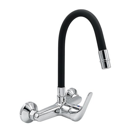 Imagen de Mezcladora de pared Pico Negro Flexible cuerpo 20cm C.C 40mm 5 años de garantia