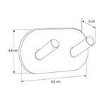 Imagen de PERCHA Adhesiva 2 Ganchos Acero 9.6x4.8x3cm Prof