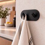 Imagen de PERCHA Adhesiva 2 Ganchos Acero Negro 9.6x4.8x3cm Prof