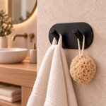 Imagen de PERCHA Adhesiva 2 Ganchos Acero Negro 9.6x4.8x3cm Prof