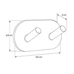 Imagen de PERCHA Adhesiva 2 Ganchos Acero Negro 9.6x4.8x3cm Prof
