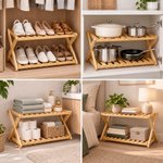 Imagen de ESTANTERIA Organizadora Madera Bambú 2 Niveles 50*25*25cm