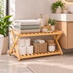 Imagen de ESTANTERIA Organizadora Madera Bambú 2 Niveles 50*25*25cm