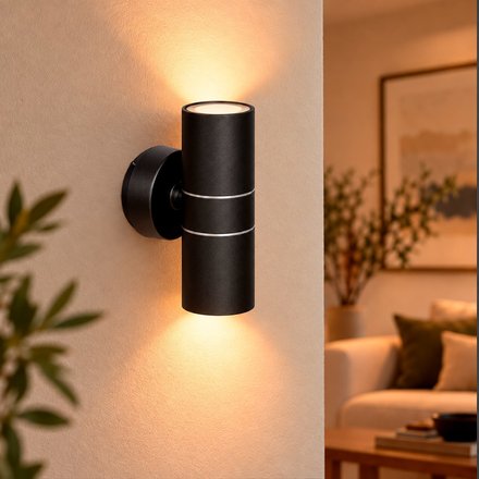 Imagen de APLIQUE 2 Luces Gu10 Bidireccional IP44 Negro Ø5.7x15.5cm H