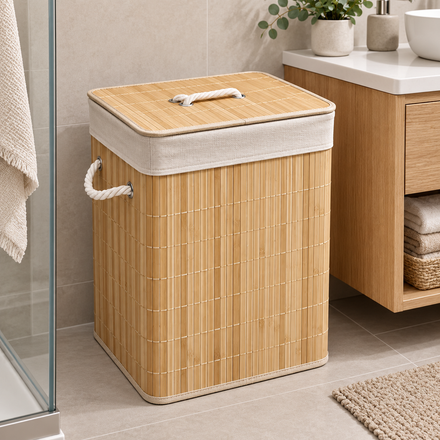 Imagen de Cesto de Ropa Bambú RECTANGULAR CHICO 41x31x50cm H