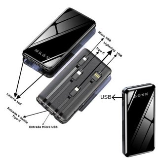 Imagen de POWER BANK 10000 MAH 4 CABLES + LINTERNA