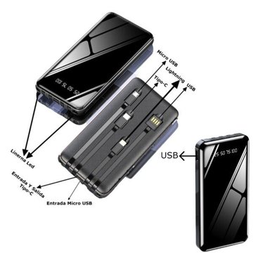 Imagen de POWER BANK 20000 MAH 4 CABLES + LINTERNA