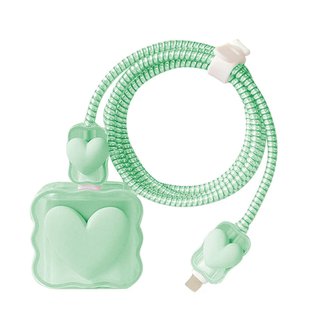 Imagen de PROTECTOR CABLE + CARGADOR HEART GREEN