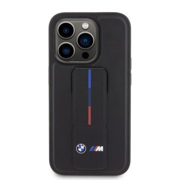 Imagen de FUNDA BMW IPHONE 15 PRO PU LEATHER BLACK GRIP 1950